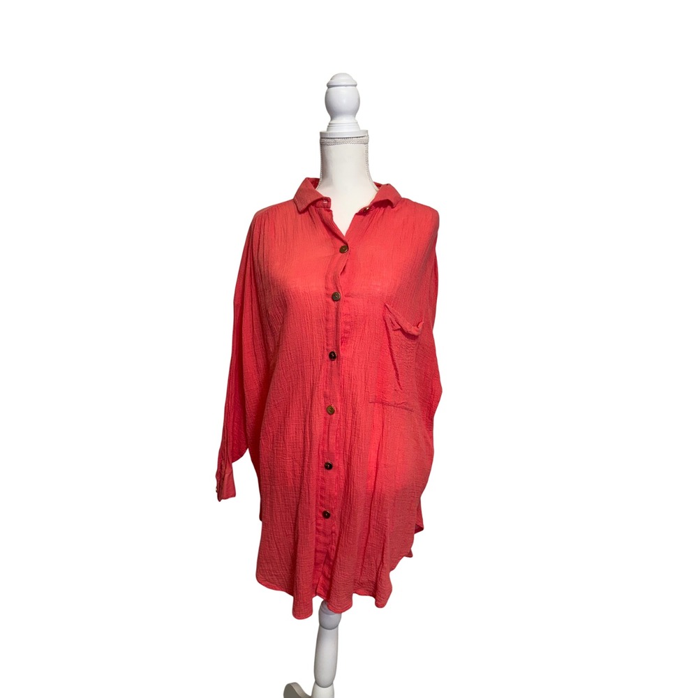 Dotti Vintage Pink Women's Long‎ Sleeve Button Up Blouse Size Medium